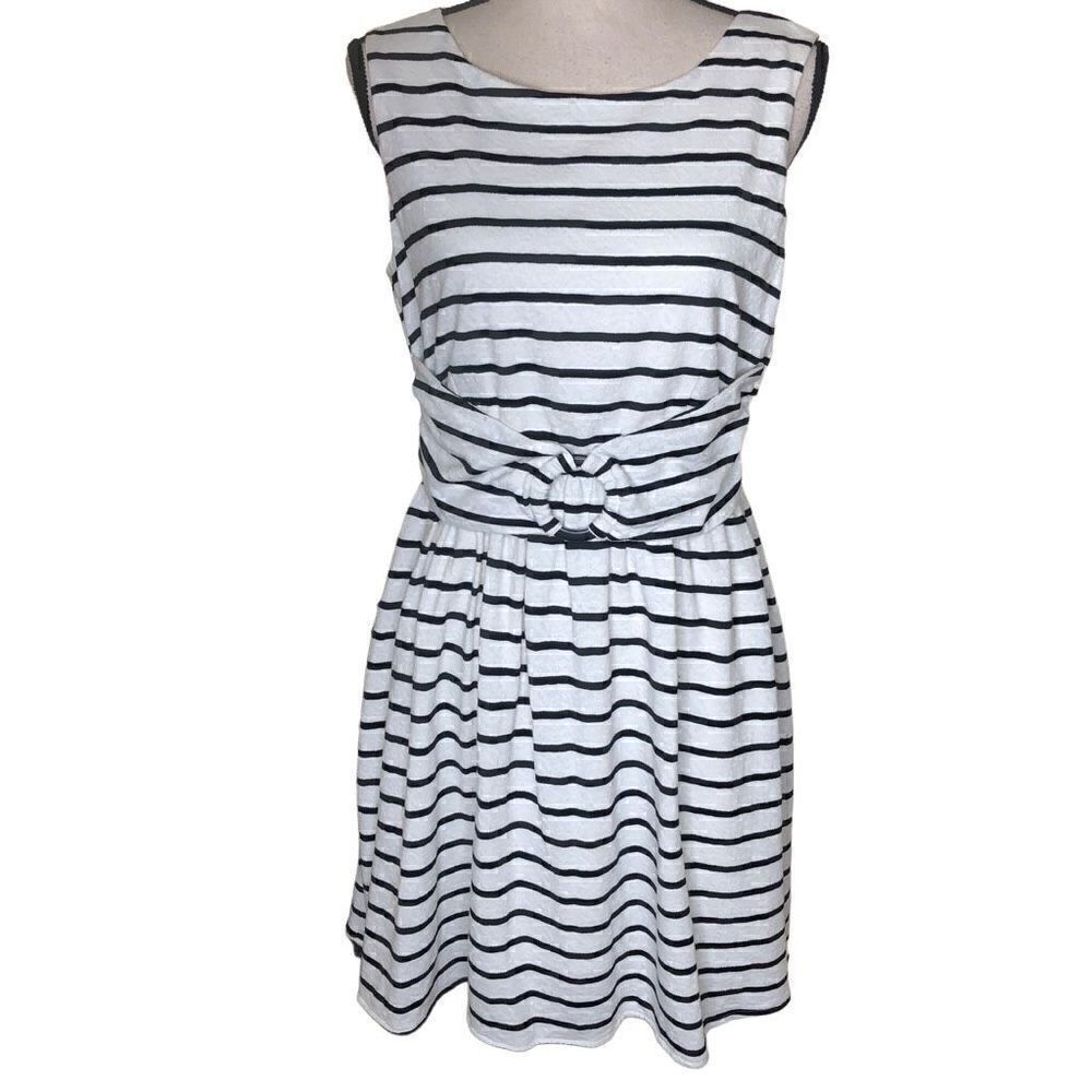 ModCloth Fervour Black  and White Striped Fit and Flare Dress